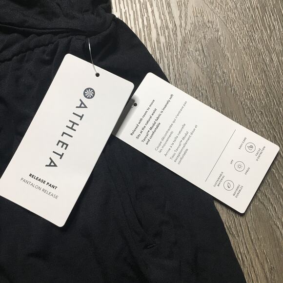 NWT Athleta Release Pant Hi Rise Wide Leg Split Hem Crop Lounge Yoga Black XL - Picture 5 of 12